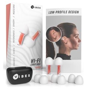 Vibes Hi-Fi Earplugs - White and Orange NWT